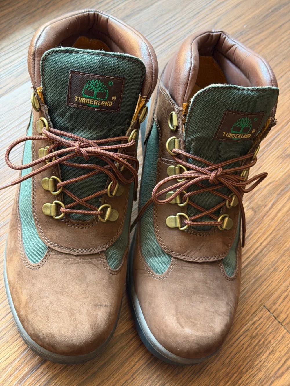 Timberland Junior Boys Field Boots Brown Green Size 7